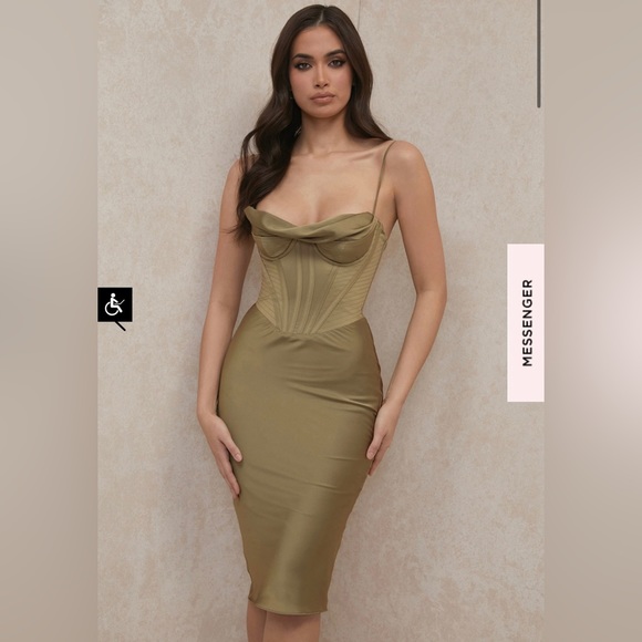 House of CB Myrna Olive Corset Slip Dress - Picture 2 of 11